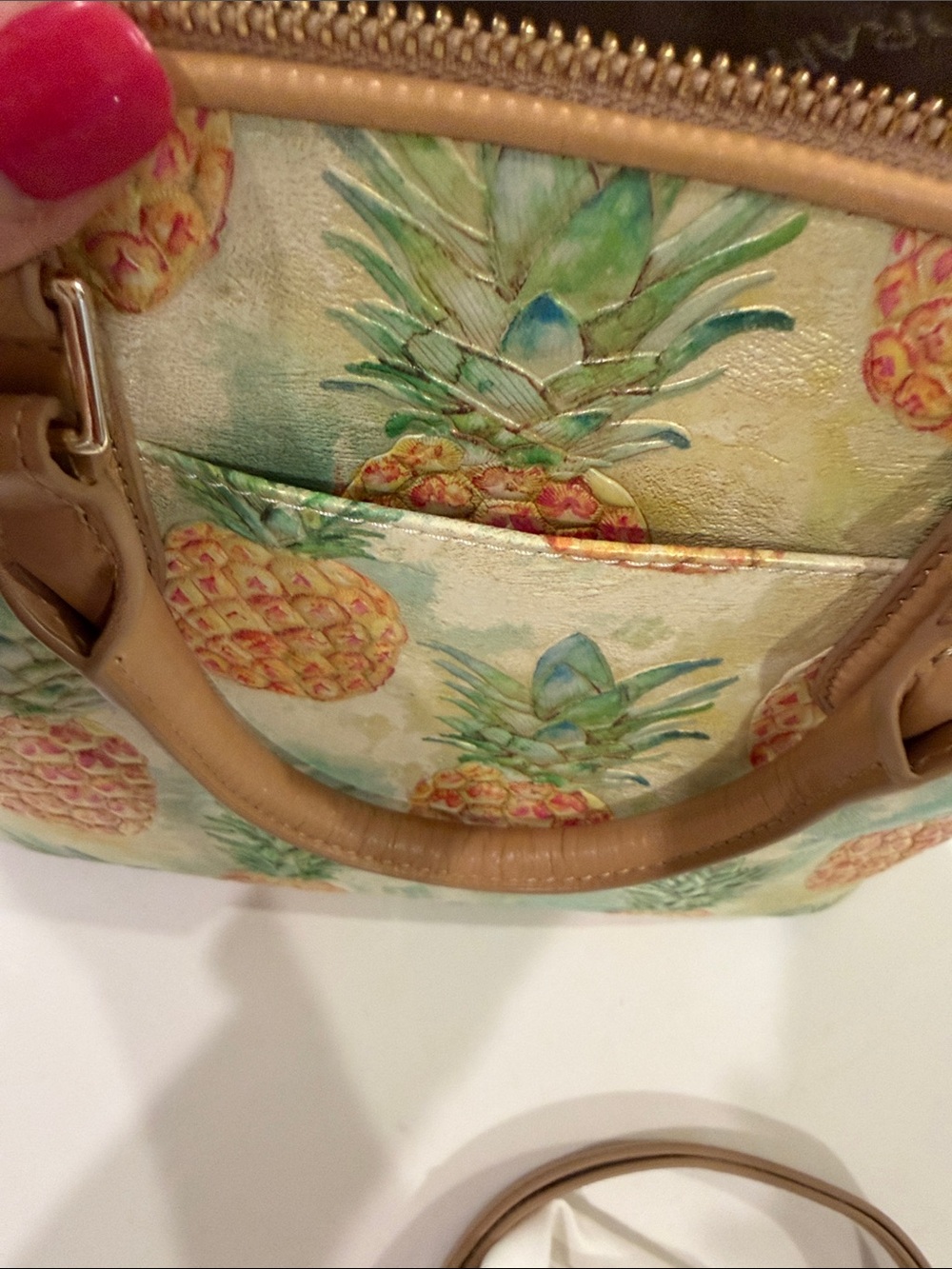 Brahmin Duxbury Satchel Multi Pomparo Pineapple -Print with Tassel - Picture 14 of 17